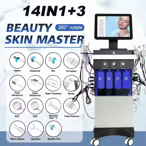 Profesionalni HydraFacial aparat 15 u 1 za dubinsko čišćenje, hidrataciju i anti-age tretmane kože u kozmetičkim salonima.